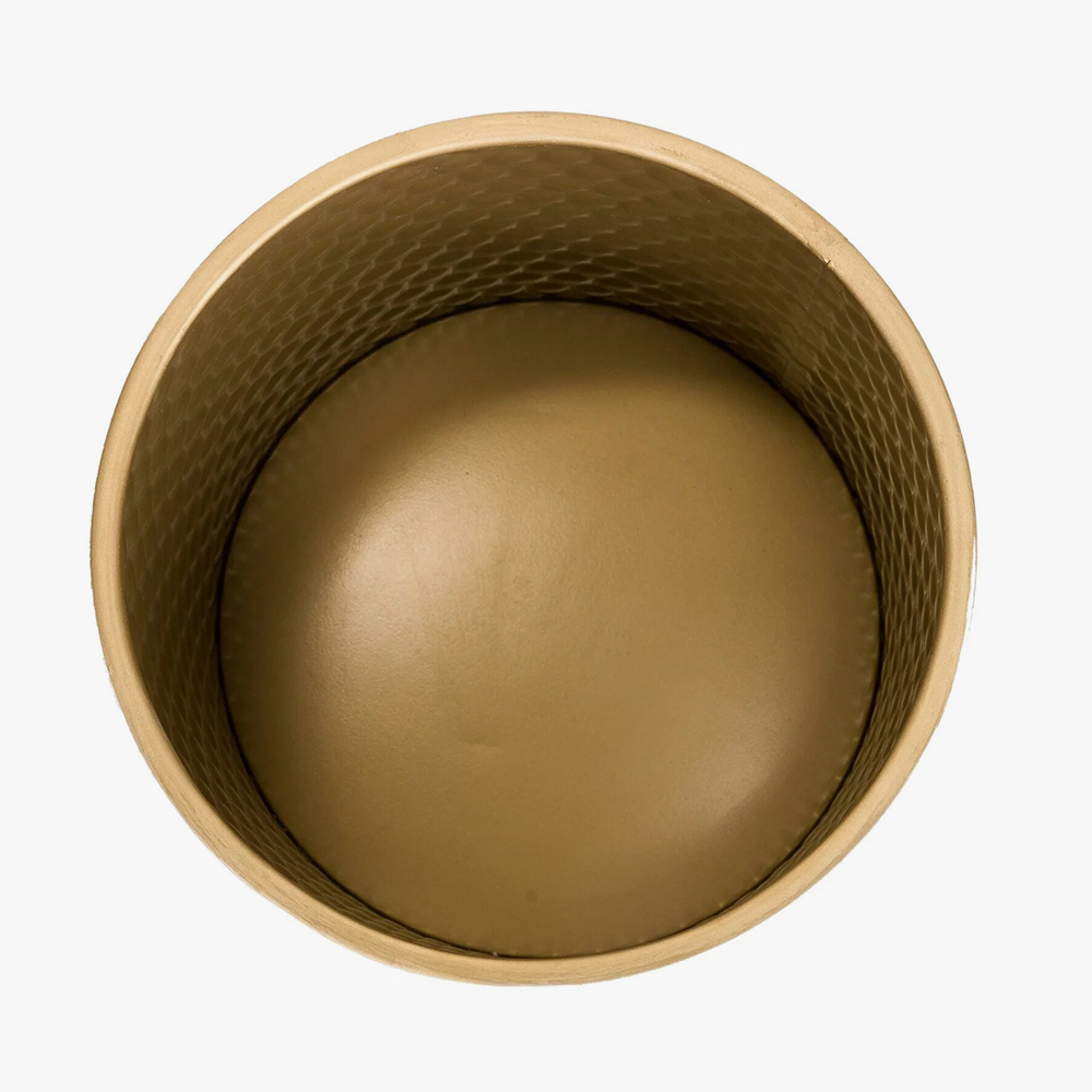 Honeycomb Mid-Century Modern Indoor Metal Pot Planter with 4-Leg Wood Base - Image 2