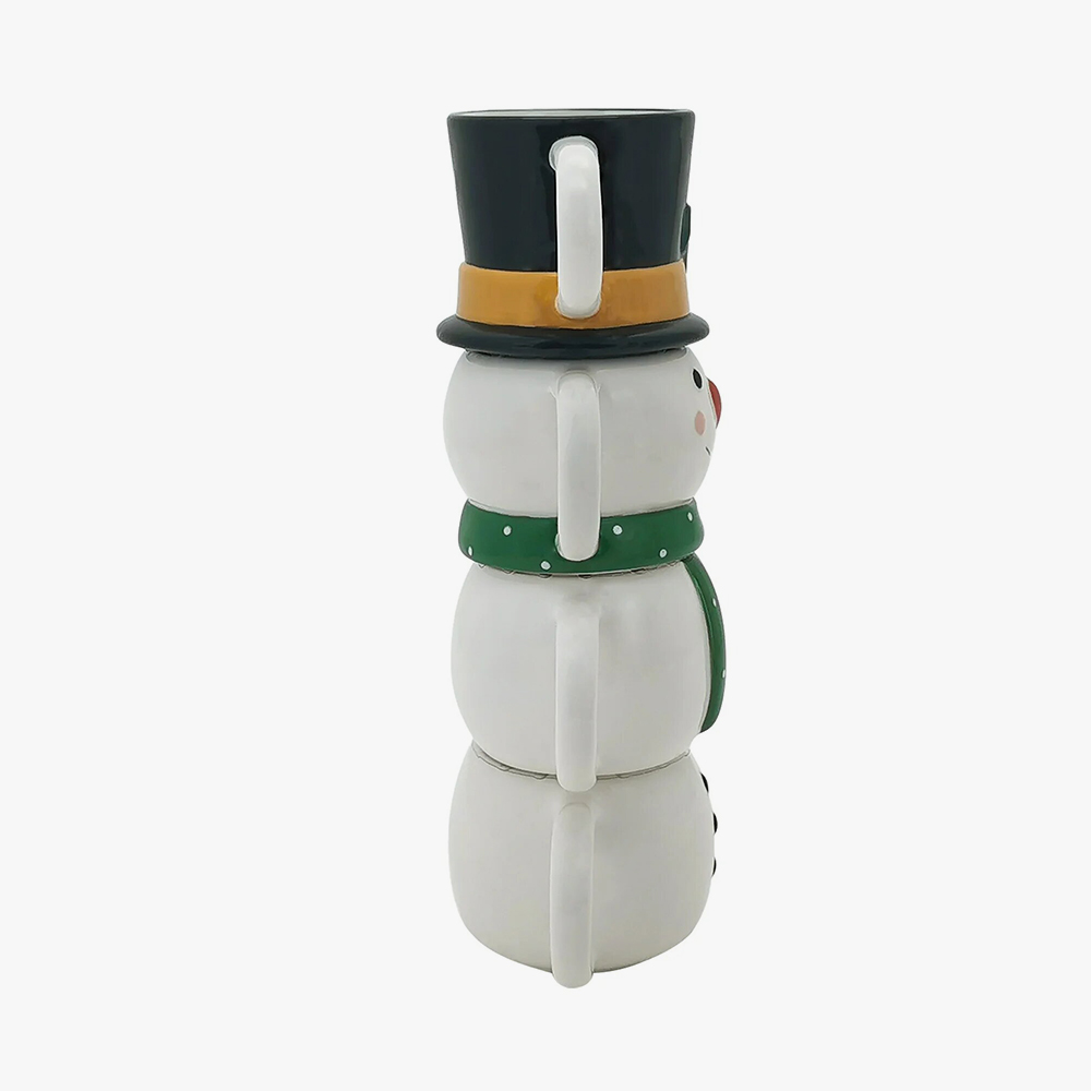 Elsjoy Set of 4 Christmas Stackable Coffee Mugs Christmas Coffee Mugs with Metal - Image 4