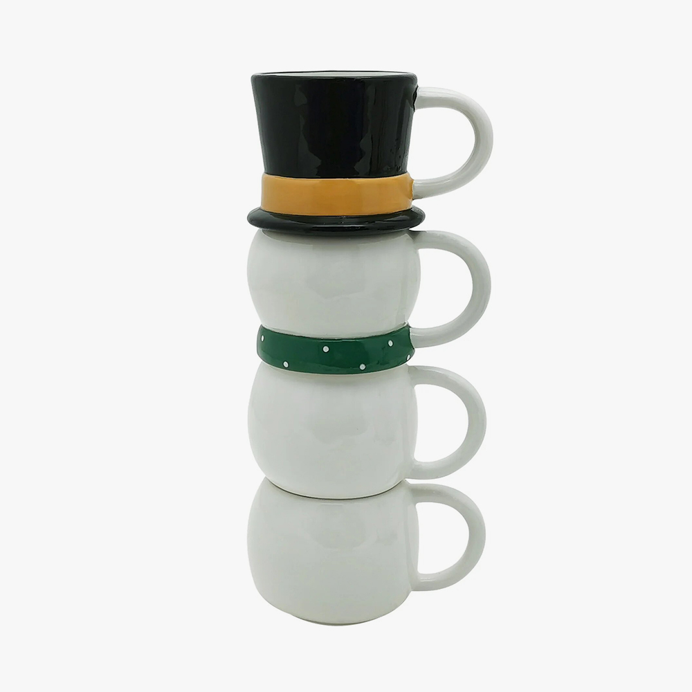 Elsjoy Set of 4 Christmas Stackable Coffee Mugs Christmas Coffee Mugs with Metal - Image 3