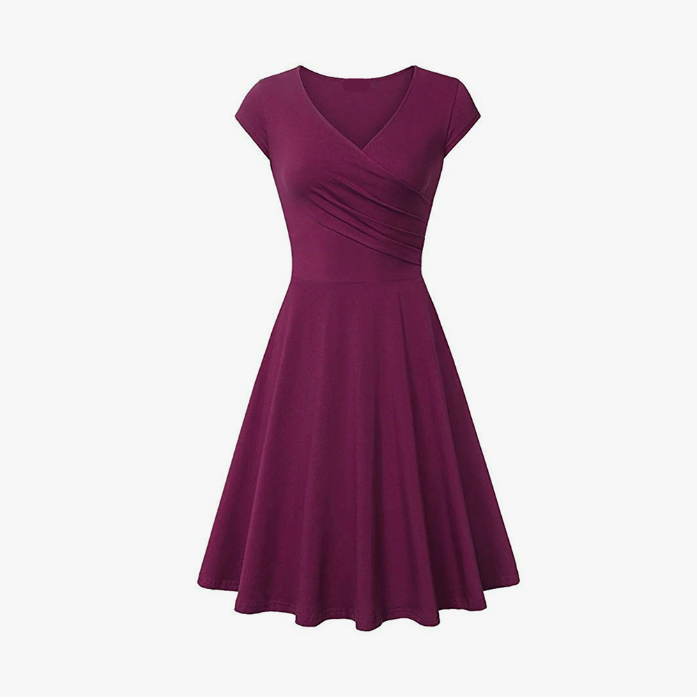 Summer Women Dresses V-Neck Bodycon Casual Dress Elastic Cotton Sexy Office Sundress