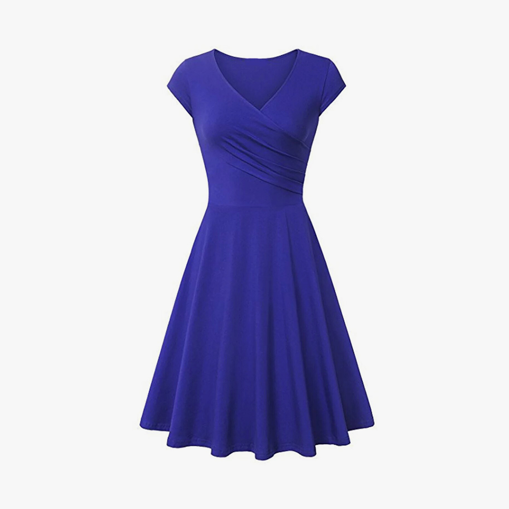 Summer Women Dresses V-Neck Bodycon Casual Dress Elastic Cotton Sexy Office Sundress - Image 5