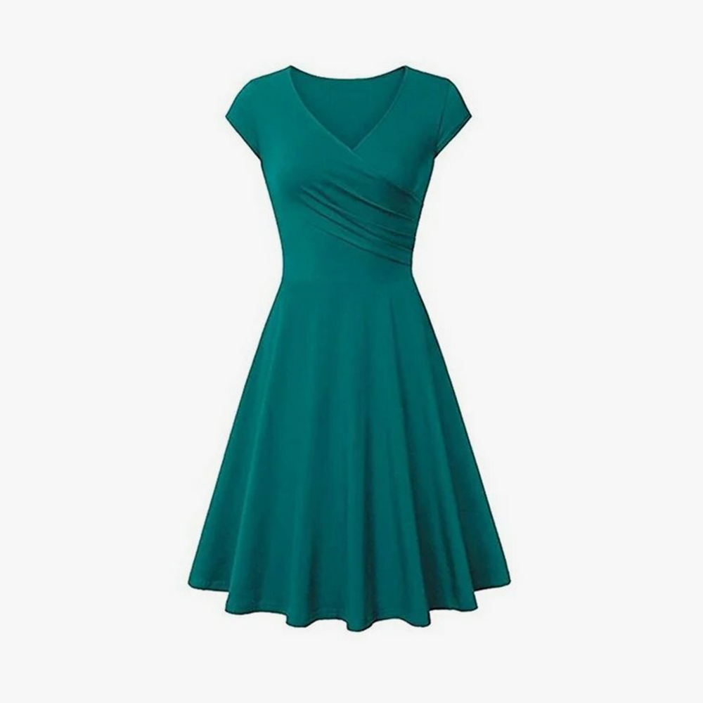 Summer Women Dresses V-Neck Bodycon Casual Dress Elastic Cotton Sexy Office Sundress - Image 4