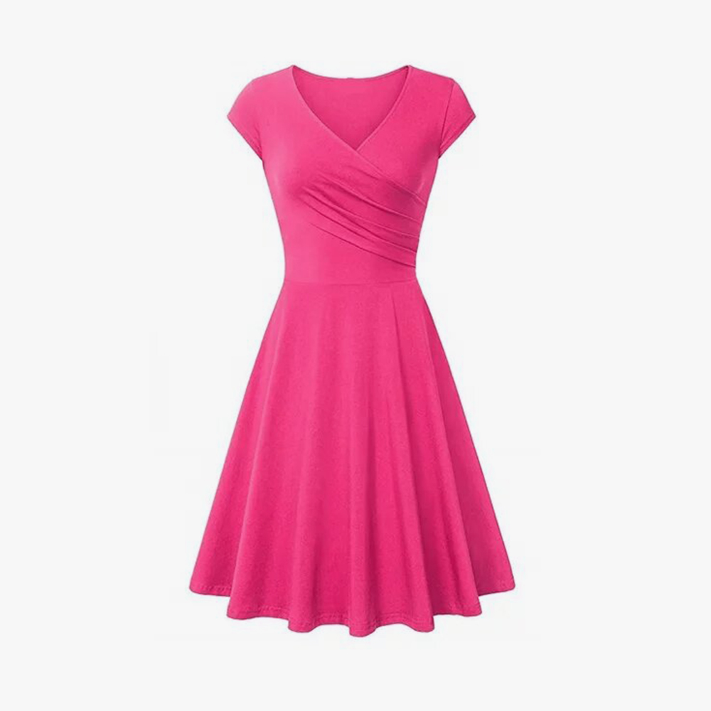 Summer Women Dresses V-Neck Bodycon Casual Dress Elastic Cotton Sexy Office Sundress - Image 3